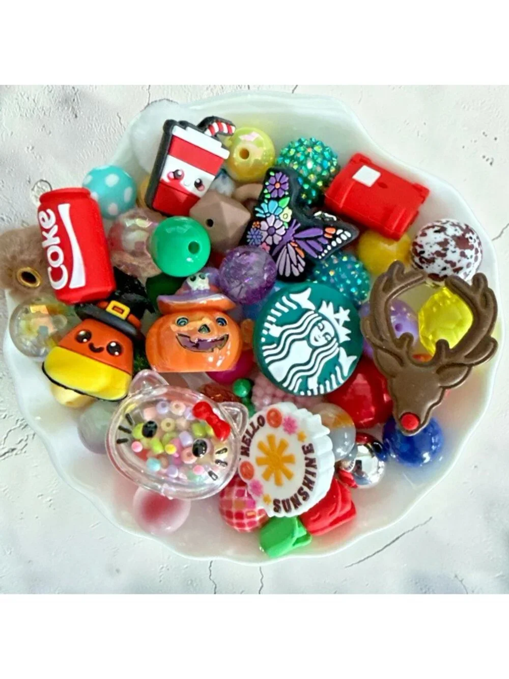 Beads,Focals & Spacers-Mixed Lot-60+ Items-For Beadable Pens, Keychains, Etc. #5